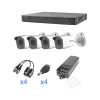 KIT TurboHD 1080p / DVR 4 Canales / 4 Cámaras Bala Metálicas (exterior 2.8 mm) / Transceptores / Conectores / Fuente de Poder Profesional