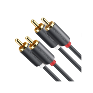 Cable de Audio 2 RCA Macho a 2 RCA Macho / 3 Metros (9.84 Pies) / Color Negro / Alta Calidad / Anillos de Goma para Asegurar