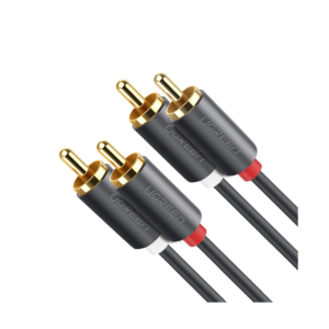 Cable de Audio 2 RCA Macho a 2 RCA Macho / 5 Metros (16.40 Pies) / Color Negro / Alta Calidad / Anillos de Goma para