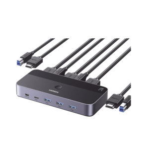 Conmutador KVM HDMI 4K | HDMI 2.0 | 2 Entradas 1 Salida | 4 Puertos USB 3.0 (3 USB-A *1 USB-C) | Soporta 4K@60Hz | HDR |