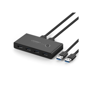 Conmutador USB para Compartir 4 Puertos USB 3.0 a 2 PC Ìs | Cambio Mediante Botón | Incluye Dos Cables USB de 1.5 m | ABS |
