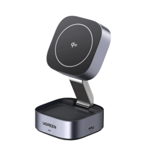 Cargador Inalámbrico 2 en 1 25W / Tecnología Magnética Qi 2 / 15W para Teléfono + 5W para Auriculares / Puerto USB-C 5W