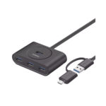 HUB USB-A y C 3.0 4 en 1 | Con Conector USB-C y USB-A | 4 Puertos USB-A 3.0 (5Gbps) | Cable de 25cm | Indicador Led | Ideal