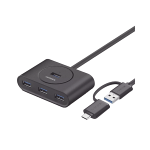 HUB USB-A y C 3.0 4 en 1 | Con Conector USB-C y USB-A | 4 Puertos USB-A 3.0 (5Gbps) | Cable de 25cm | Indicador Led | Ideal