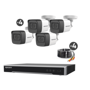 Kit TURBOHD 5 Megapixel / DVR 4 Canales / 4 Cámaras de 5 Megapixel con Micrófono Integrado / 4 Cables 18 Metros / Fuente de