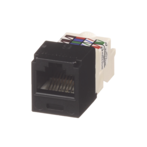 Conector Jack RJ45 Estilo TP, Mini-Com, Categoría 6, de 8 Posiciones y 8 Cables, Color Negro