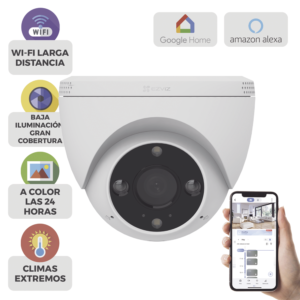 Domo IP 3 Megapíxel (2K) / Wi-Fi / Sirena y Estrobo /Audio de Dos Vías / Detección Humana y Vehiculo / Notificación Push