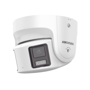 [PROTECCIÓN ACTIVA] Turret IP Panorámica 8 Megapíxel / 2 Lentes 4 mm (180°) / Imagen a Color 24/7 (ColorVu) / PoE / WDR 130°