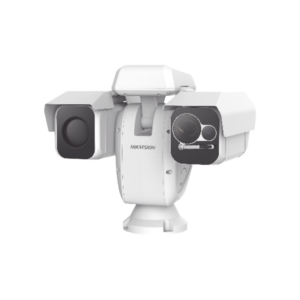 PTZ Punta de Poste IP Dual / Lente Térmico 100 mm (640 X 512) / Lente Óptico 56X Zoom (4 MP) / 800 mts IR Laser / 36 VCC
