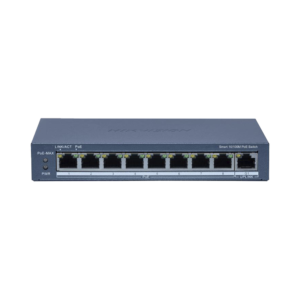 Switch PoE+ / Monitoreable / 8 Puertos 10/100 Mbps PoE+ / 1 Puerto 1000 Mbps de Uplink / Configuración Nube Hik-PartnerPro