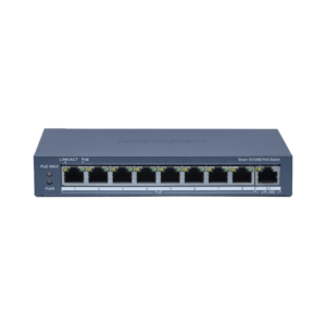 Switch PoE+ / Monitoreable / 8 Puertos 10/100 Mbps PoE+ / 1 Puerto 1000 Mbps Uplink / Configuración Nube Hik-Partner Pro