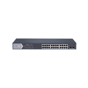 Switch Gigabit PoE+ / Administrable / 24 Puertos 1000 Mbps PoE+ / 2 Puertos SFP / Configuración Remota desde Hik-PartnerPro