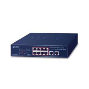 Switch de Escritorio de 8 Puertos 10/100TX 802.3at PoE+ / 2 Puertos 10/100TX / 120W PoE Budget / Modos Standard, VLAN y