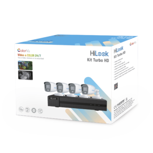 Kit TurboHD 1080p / DVR 4 Canales / 4 Cámaras Bala ColorVu con Micrófono Integrado / Fuente de Poder / Accesorios de