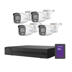 Kit TurboHD 1080p + SSD 1 TB / DVR 4 Canales / 4 Cámaras Bala ColorVu con Micrófono Integrado / Fuente de Poder / Accesorios