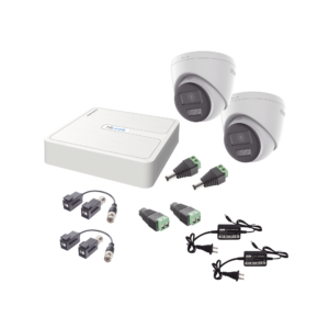 Kit HiLook Audio Bidireccional TurboHD 1080p / DVR 4 Canales / 2 Cámaras Turret (Exterior) con Bocina y Microfóno Integrado