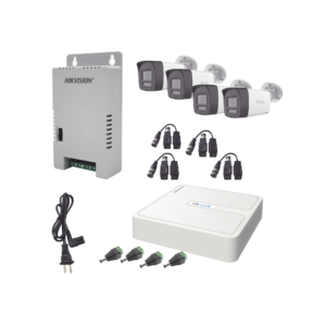 Kit HiLook Audio Bidireccional TurboHD 1080p / DVR Metalico 4 Canales / 4 Cámaras Bala (Exterior) con Bocina y Micrófono