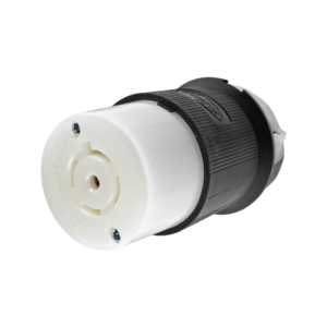 Conector Industrial con Bloqueo de Media Vuelta / 20 A 120/208 V CA / 4 Polos 5 Hilos / Color Blanco y Negro / Nema L21-20R