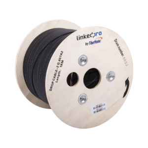 Carrete de 1 km de Fibra Óptica Drop, Interior/Exterior G.657A2 Monomodo de 2 Hilos (Bifibra), Diseñada para Fusionarse