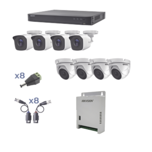 KIT TurboHD 1080p / DVR 8 Canales / 4 Cámaras Bala (exterior 2.8 mm) / 4 Cámaras Eyeball (exterior 2.8 mm) / Transceptores