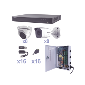 KIT TurboHD 1080p / DVR 16 Canales / 8 Cámaras Bala (exterior 2.8 mm) / 8 Cámaras Eyeball (exterior 2.8 mm) / Transceptores