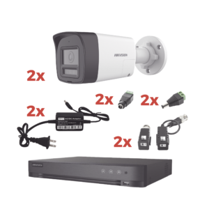 Kit Audio Bidireccional TurboHD 1080p / DVR 4 Canales / 2 Cámaras Bala (Exterior) con Bocina y Microfóno Integrado / 2