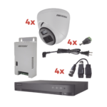 Kit Audio Bidireccional TurboHD 1080p / DVR 4 Canales / 4 Cámaras Eyeball (Exterior) con Bocina y Microfóno Integrado / 1