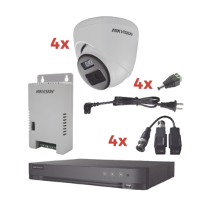 Kit Audio Bidireccional TurboHD 1080p / DVR 4 Canales / 4 Cámaras Eyeball (Exterior) con Bocina y Microfóno Integrado / 1