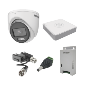 KIT COLORVU TURBOHD 1080pLite / DVR 4 Canales / 4 Cámaras Eyeball (exterior) / Transceptores / Conectores / Fuente de Poder