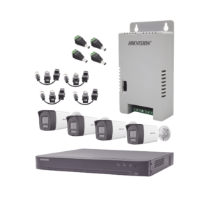 Kit Audio Bidireccional TurboHD 4K-3K / DVR 4 Canales 4K / 4 Cámaras Bala (Exterior) con Bocina y Microfóno Integrado 3K / 1