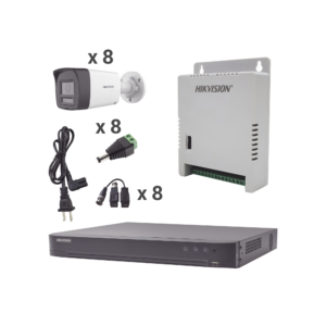 Kit Audio Bidireccional TurboHD 4K-3K / DVR 8 Canales 4K / 8 Cámaras Bala (Exterior) con Bocina y Microfóno Integrado 3K / 1