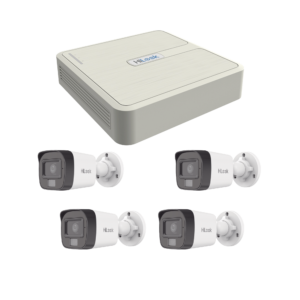 Kit IP 4 Megapixel / NVR de 4 Canales con 4 Puertos PoE / 4 Cámaras IP Dual Light con Micrófono Integrado / Bala para