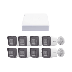 Kit IP 1080p (2 Megapixel) / NVR de 8 Canales con 8 Puertos PoE / 8 Cámaras IP Bala ColorVu Lite y ACUSENSE Lite / Micrófono
