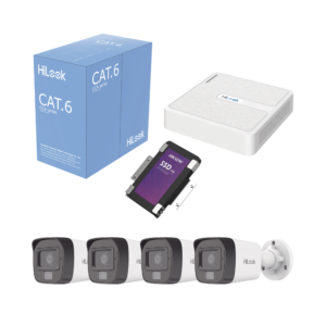 Kit IP 2 Megapixel / NVR de 8 Canales con 8 Puertos PoE / 4 Cámaras IP Bala para Exterior / Micrófono Integrado / Bobina de