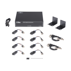 Kit de TRANSCEPTOR ACTIVO DE 8 CANALES / VIDEO+PODER en un solo Cable UTP / 150 metros en 4K, 200 metros en 5 MP/ Envía 36