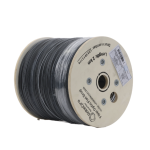 Carrete de 2 km de Fibra Óptica Drop Plana, Interior/Exterior G.657A2 Monomodo de 2 Hilos (Bifibra), Dieléctrica, Forro