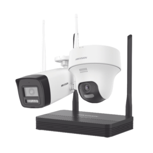 Kit IP Inalámbrico 2 Megapíxel / NVS 4 Canales / 1 Cámara Bala Exterior + 1 Cámara Turret Interior con Lente 2.8 mm y Dual