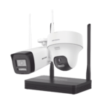 Kit IP Inalámbrico 4 Megapixel / NVS 4 Canales / 1 Cámara Bala Exterior + 1 Cámara Turret Interior con Lente 2.8 mm y Dual