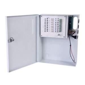 Fuente de Poder con ajuste de voltaje de 11- 15 Vcc / 10 A / 9 Salidas / Capacidad de Batería de Respaldo / Requiere Batería