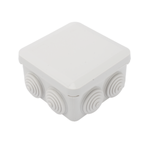 Caja Estanca, Derivación, Conexión de Plástico (89 X 89 X 50 mm) con 7 Glándulas de Goma. Para Instalaciones Comerciales