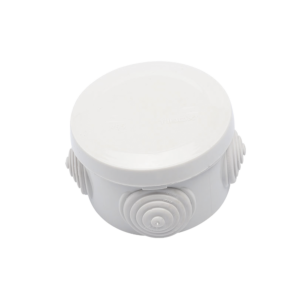 Caja Derivación-Conexión de Plástico Circular con 4 Glándulas de Goma (70 diámetro X 48 alto mm). Para Instalaciones