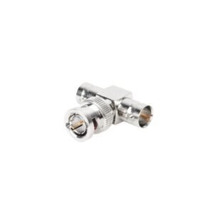 Adaptador en T para 75 Ohm de Conector BNC Macho a Doble BNC Hembra, Níquel/ Oro/ Teflón. (RFB-1730)