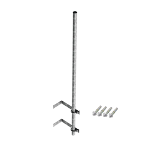 Mástil de 3 m de 1-1/4 diámetro ced. 30 con Herrajes para Sujeción a Pared.