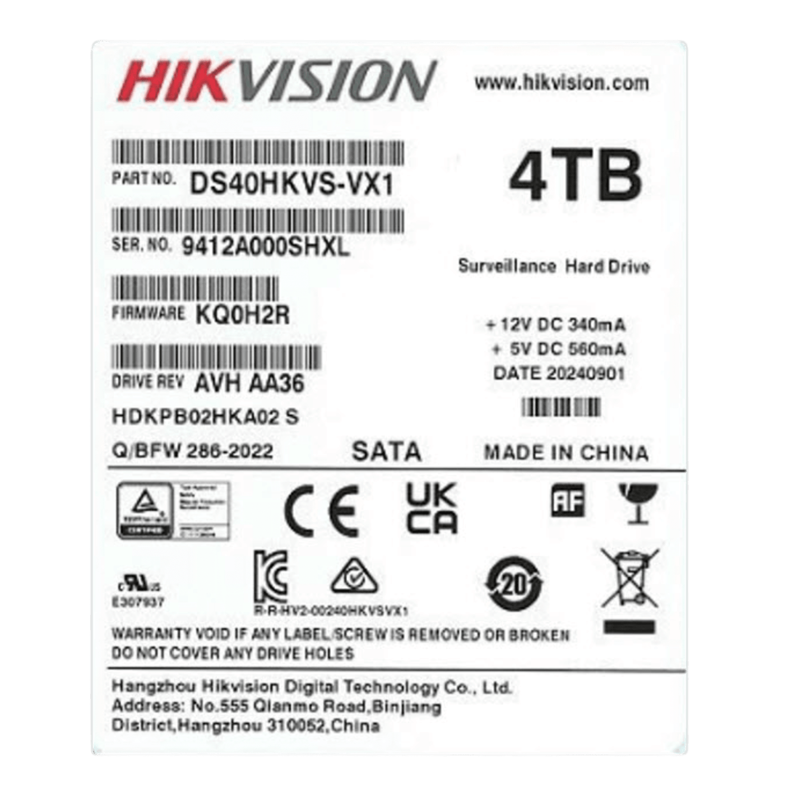 Disco Duro Enterprise 3.5 4 TB / Hikvision / 7200 RPM / SATA / Alto Rendimiento / Recomendado para NVRs HIKVISION