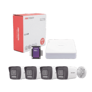 Kit IP 4 Megapixel / NVR de 4 Canales con 4 Puertos PoE / 4 Cámaras IP Bala Dual Light (IR + Luz Blanca) con Microfono
