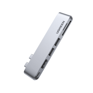 Hub USB-C 6 en 1 / 2xUSB-A 3.0 (5Gbps) / HDMI 4K@30Hz / Puerto PD 100W / Lector SD+MicroSD / Aluminio / Compatible