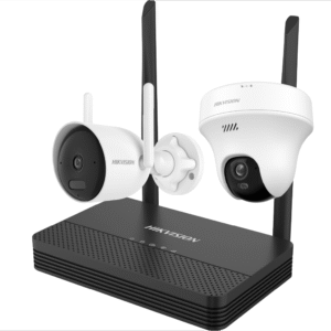 Kit IP Inalámbrico 2 Megapíxel / NVS 4 Canales / 1 Cámara Bala Exterior + 1 Cámara Turret Interior con Lente 2.8 mm y Dual
