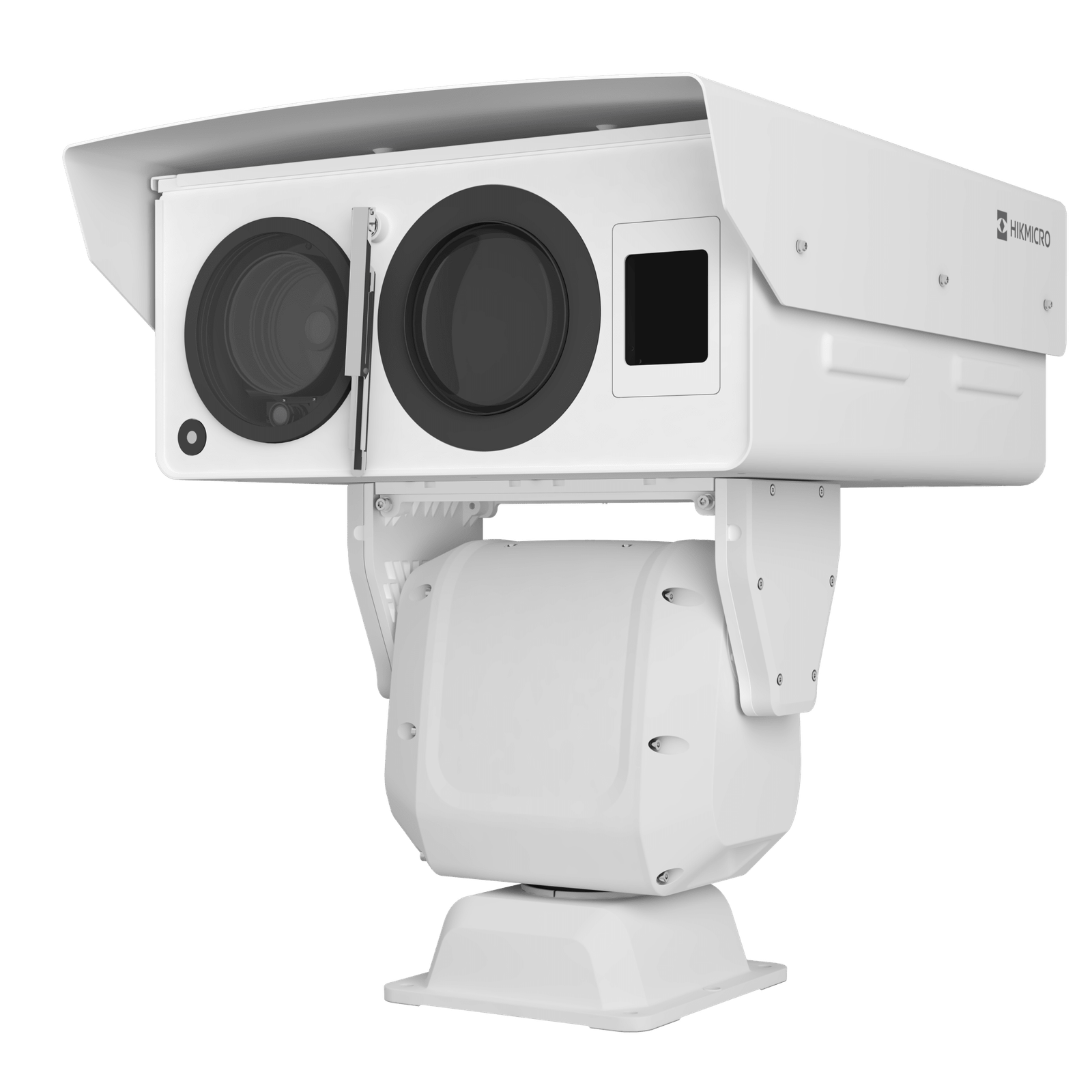 PTZ Punta de Poste IP Dual / Lente Térmico 100 mm (640 X 512) / Lente Óptico 56X Zoom (4 MP) / 800 mts IR Laser / 36 VCC