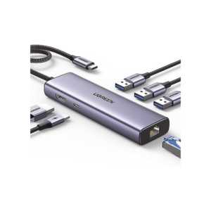 HUB USB-C (Docking Revodok) 6 en 1 | 3 Puertos USB-A 3.0 (5 Gbps) | USB-C PD 100W | HDMI 4K@30Hz | Entrada 1 RJ45 (Gigabit
