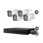 Kit TurboHD 1080p / DVR 4 Canales / 4 Cámaras Bala ColorVu con Micrófono Integrado / Fuente de Poder / Accesorios de